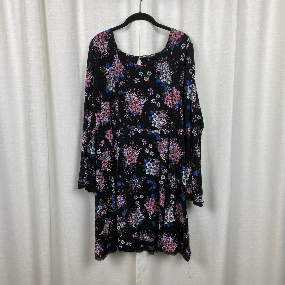 Torrid Black&Pink Floral Challis Mini Dress Sz.24W - Picture 4 of 14